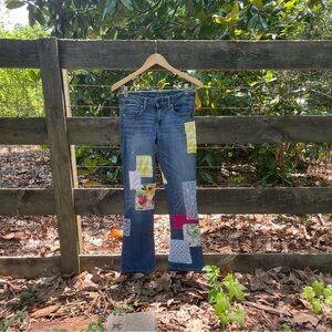 American Eagle Outfitters Colorful Patchwork Flare Jeans